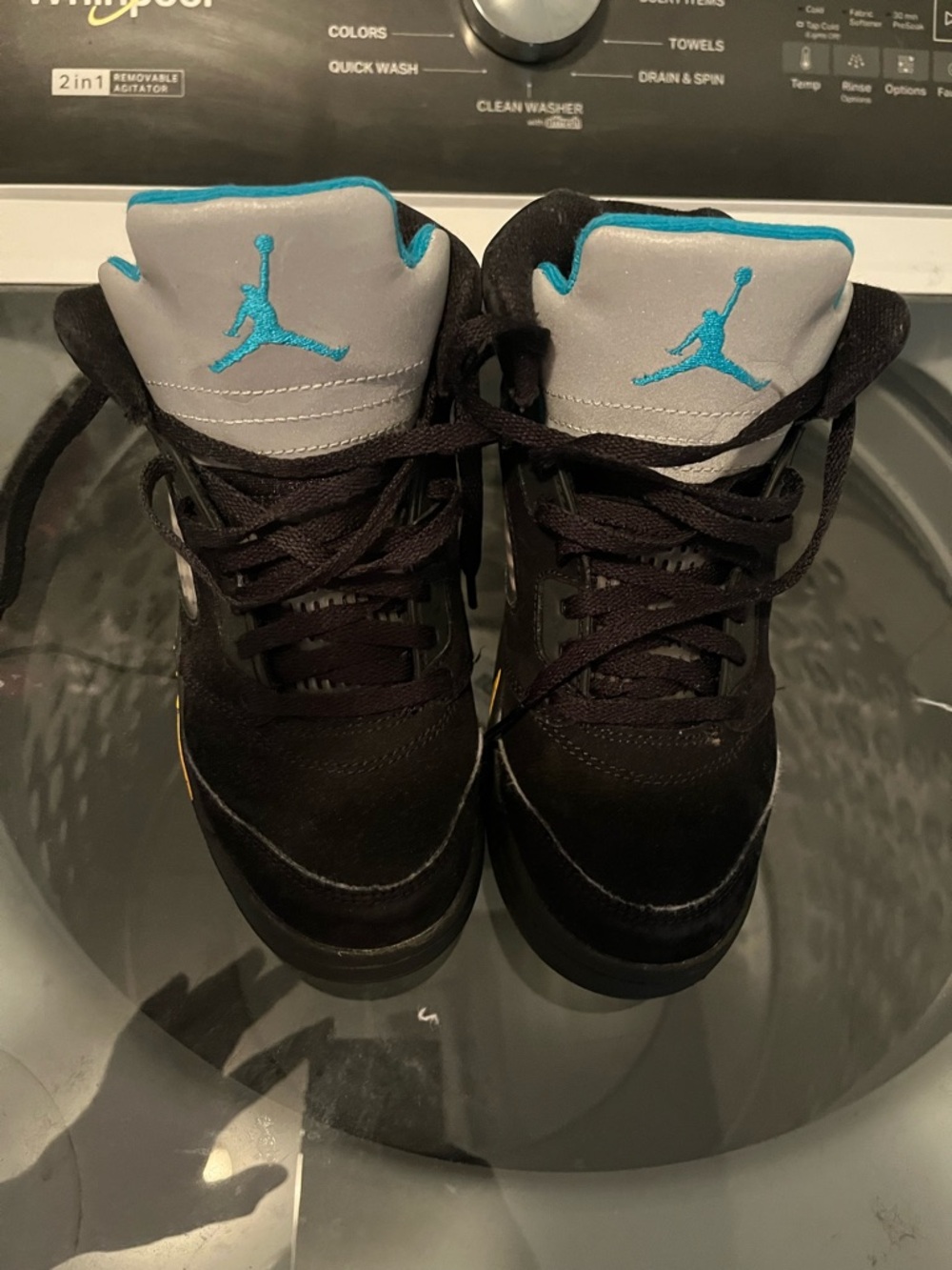 Jordan Black with Turquoise Accent High-Top Sneakers